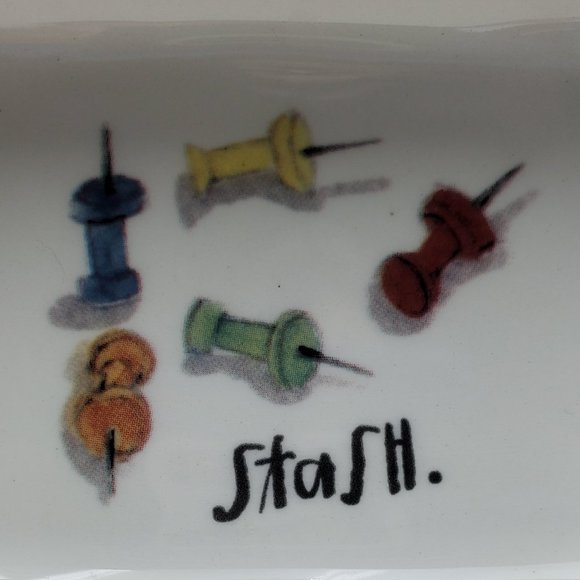 Rae Dunn Stash Keep Desk Organizer Divided Trinket Dish - Picture 6 of 8